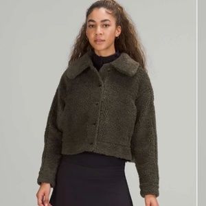 Lululemon Textured Fleece Olive Button Jacket